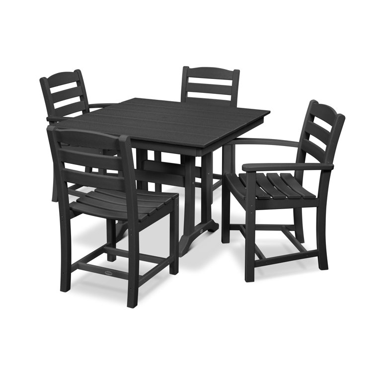 Black 5-Piece Farmhouse Trestle Outdoor Dining Set