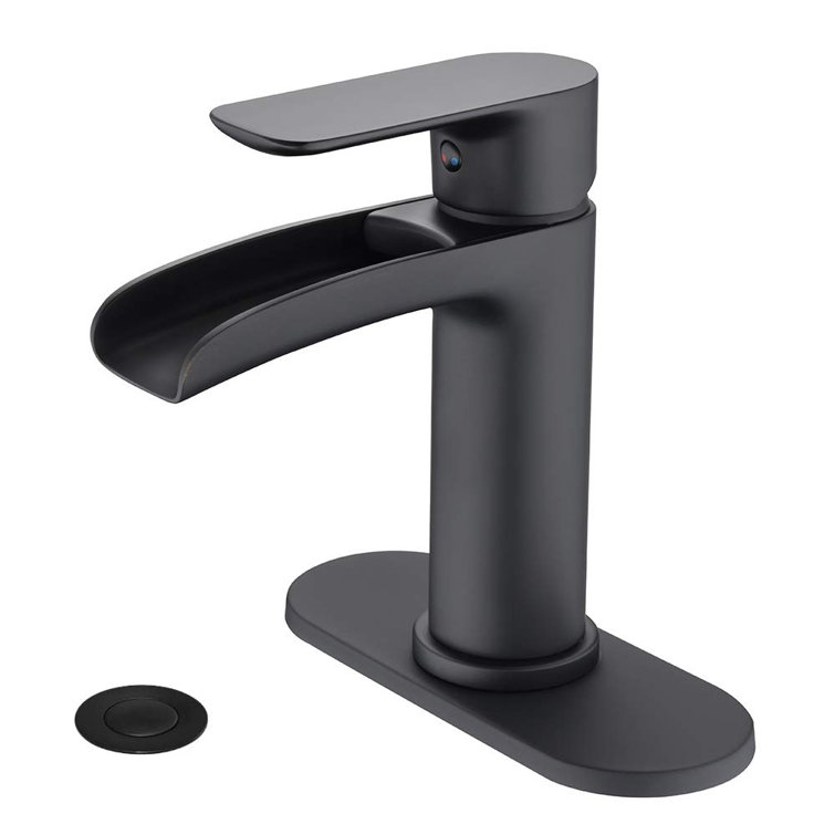 Matte Black Brass Single Handle Waterfall Bathroom Faucet