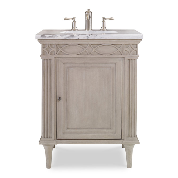 Seville Petite French White Marble Single Bathroom Vanity