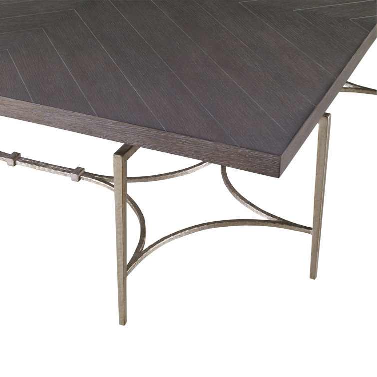 Square Brown Wood and Metal Cocktail Table