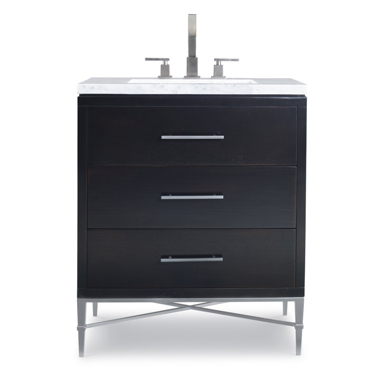 Benton 30'' Black-Brown Mahogany Bathroom Vanity with Marble Top