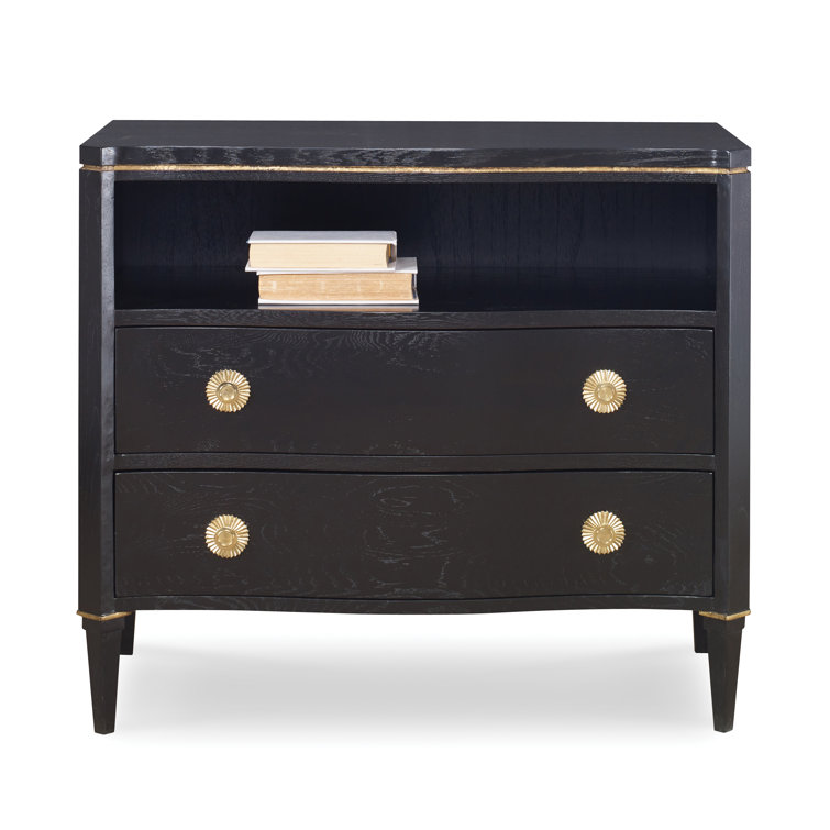 Jet Black Mahogany Chest with Gold Accents and Soft Close Drawers