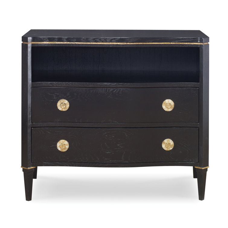 Jet Black Mahogany Chest with Gold Accents and Soft Close Drawers