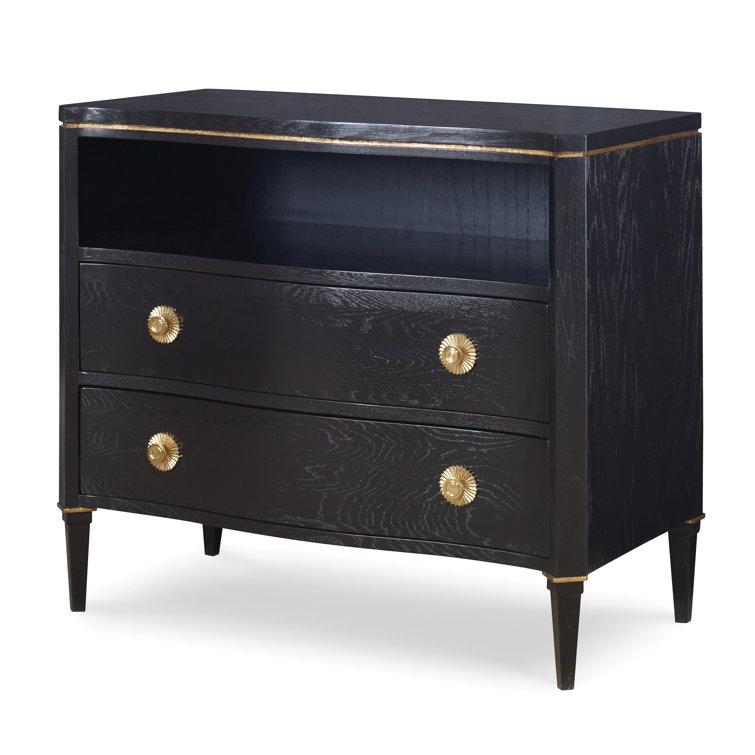 Jet Black Mahogany Chest with Gold Accents and Soft Close Drawers