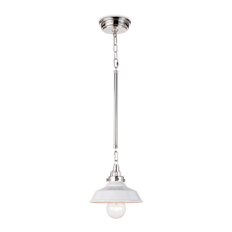 White Ceramic Mini Pendant Light with Polished Nickel Hardware