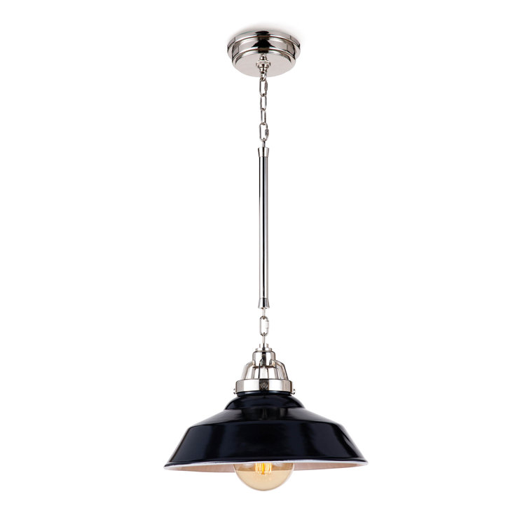 Navy Ceramic Pendant with Polished Nickel Hardware