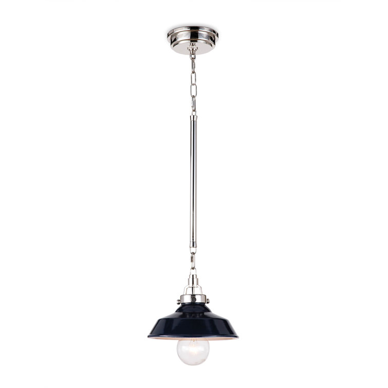 Maine Mini Polished Nickel & Navy Ceramic Pendant Light
