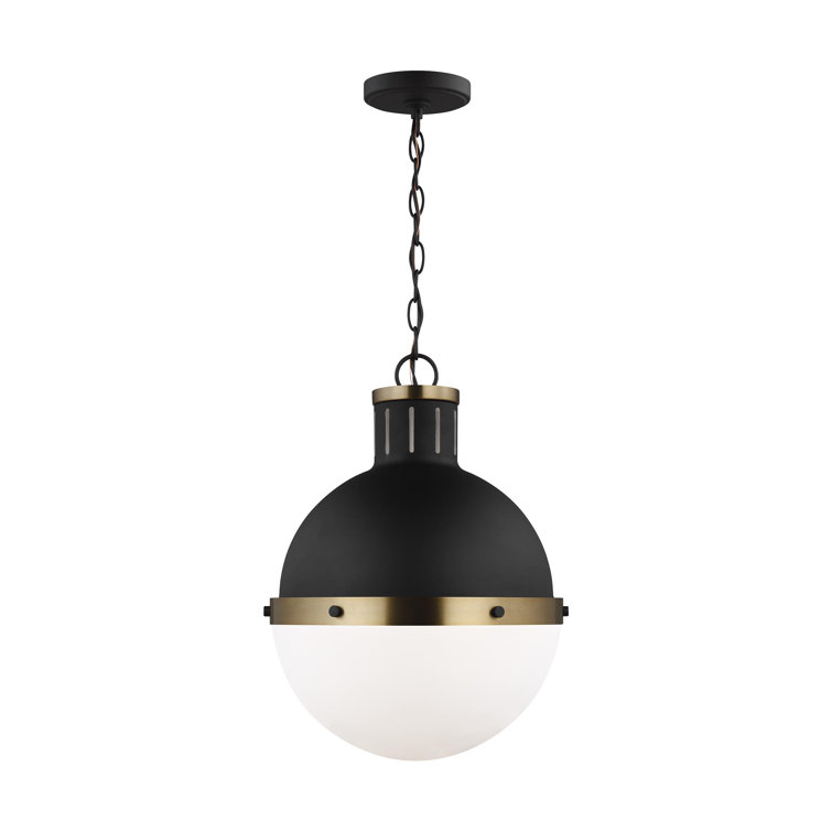 Midnight Black 18" Globe Pendant with Milk Glass Shade