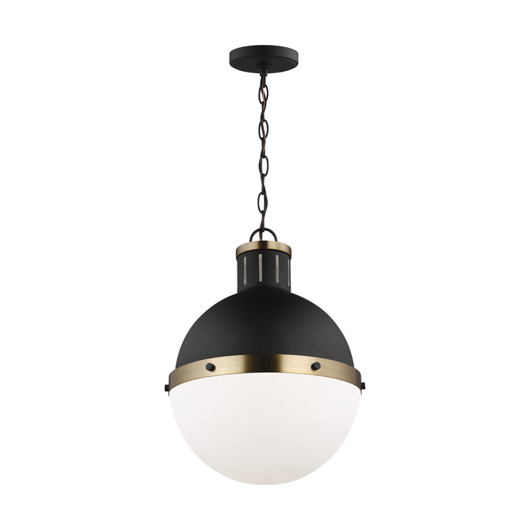 Midnight Black 18" Globe Pendant with Milk Glass Shade