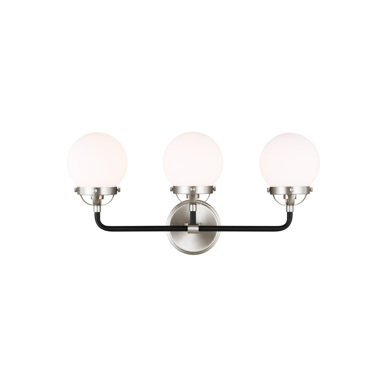 Brushed Nickel 3-Light Vanity with Etched Glass Shades