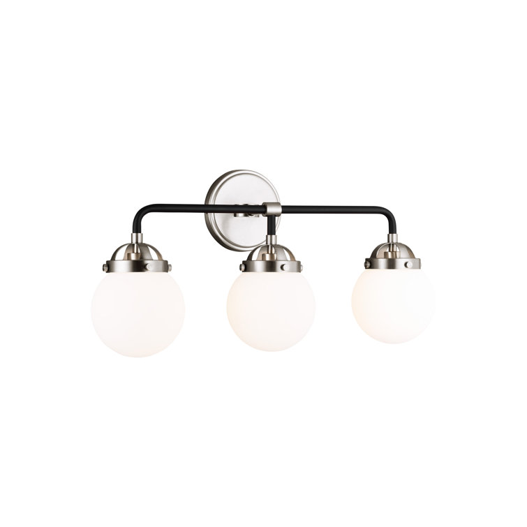 Brushed Nickel 3-Light Vanity with Etched Glass Shades