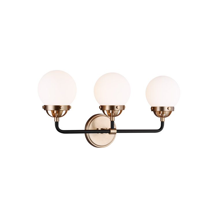 Satin Brass and Black 3-Light Globe Vanity Light