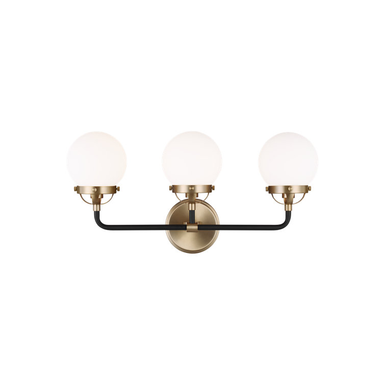 Satin Brass and Black 3-Light Globe Vanity Light