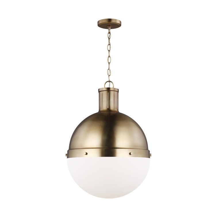 Hanks Satin Brass Globe Pendant with Smooth White Glass Shade