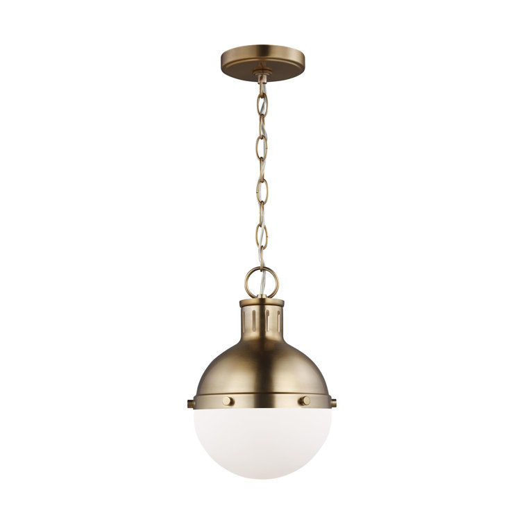 Satin Brass Mini Globe Pendant with Smooth White Glass Shade