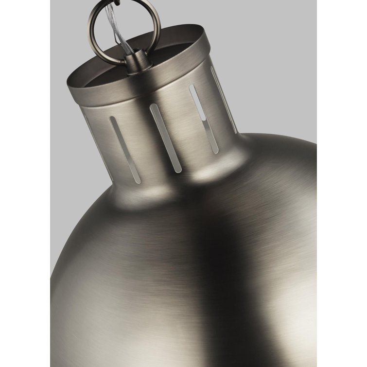 Antique Brushed Nickel 1-Light Globe Pendant with Milk Glass Shade