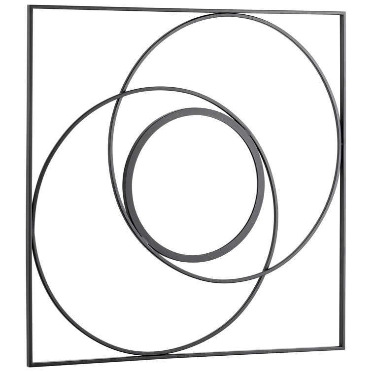 Contemporary Black Iron Geometric Wall Mirror 35.25"