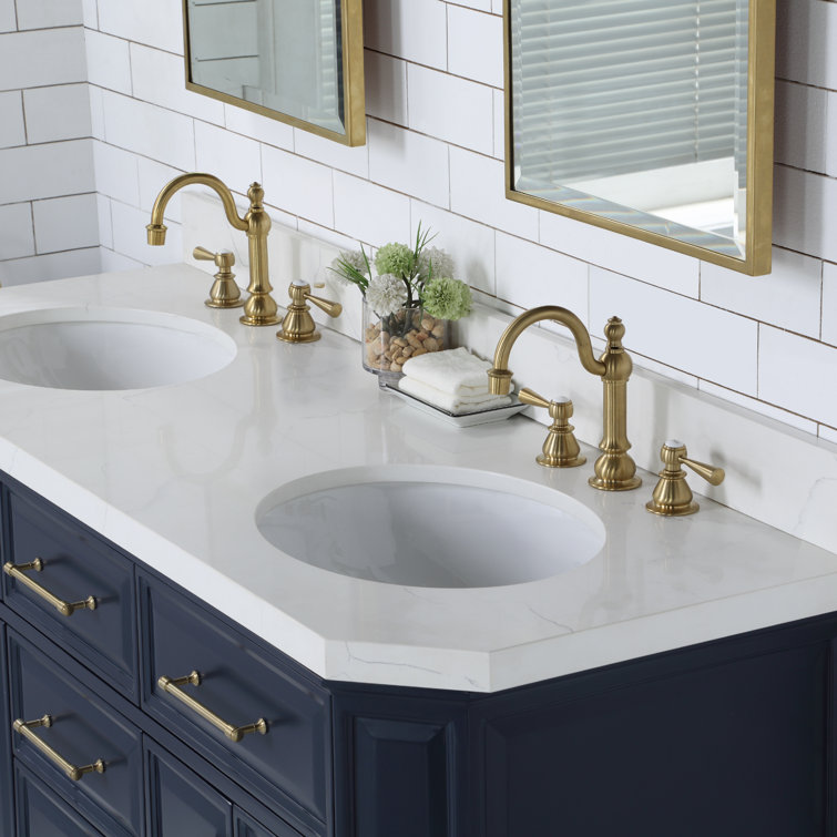Regal Monarch Blue 60" Solid Wood Double Sink Vanity with Carrara Quartz Top