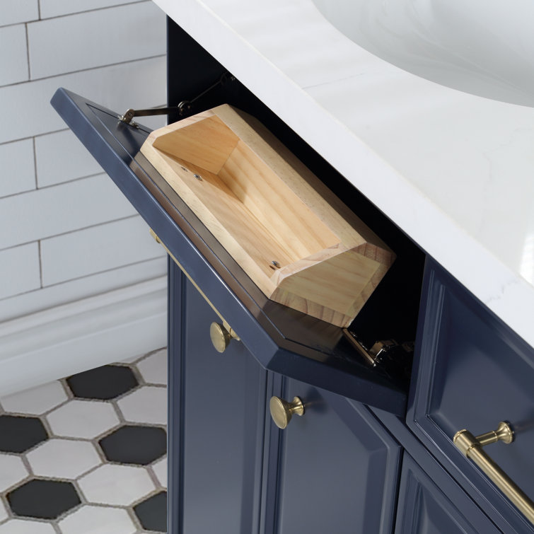 Regal Monarch Blue 60" Solid Wood Double Sink Vanity with Carrara Quartz Top