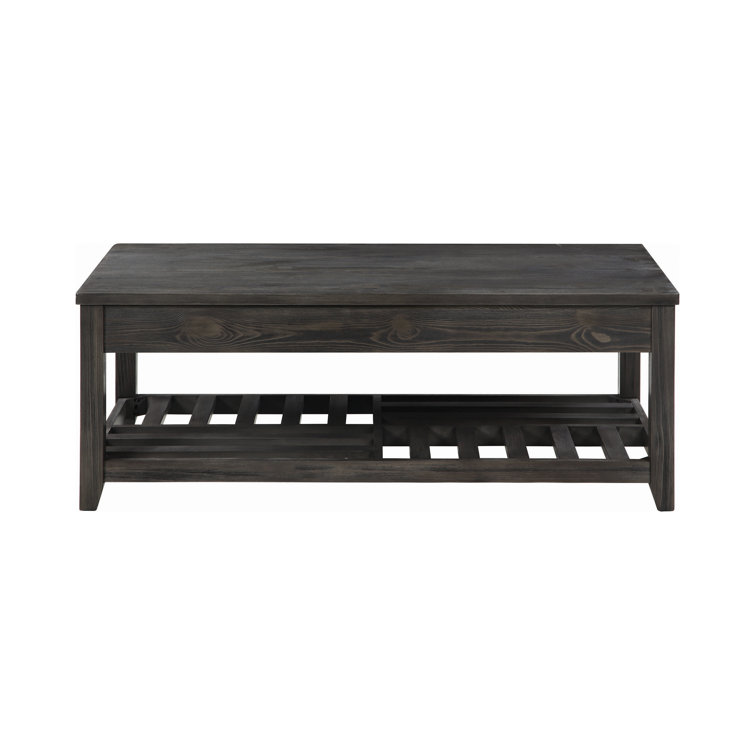 Transitional Gray Rectangular Lift-Top Coffee Table with Storage