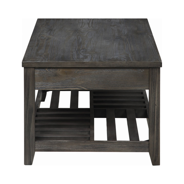 Transitional Gray Rectangular Lift-Top Coffee Table with Storage