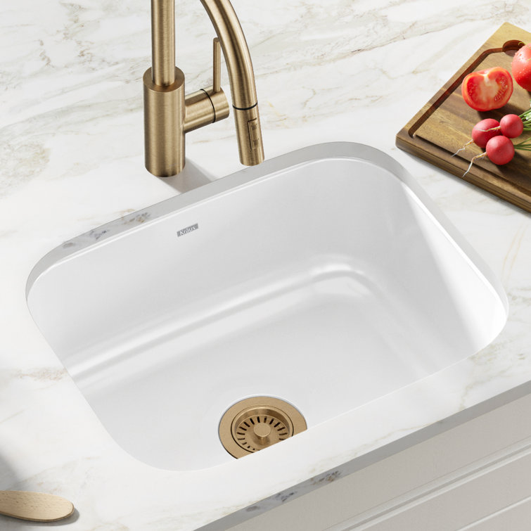 23-Inch White Stainless Steel Undermount Single Bowl Kitchen Sink