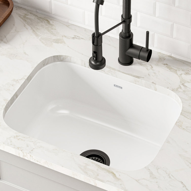 23-Inch White Stainless Steel Undermount Single Bowl Kitchen Sink