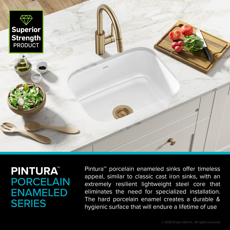 23-Inch White Stainless Steel Undermount Single Bowl Kitchen Sink
