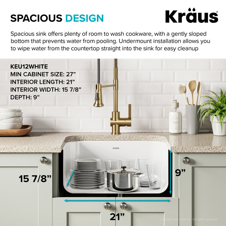 23-Inch White Stainless Steel Undermount Single Bowl Kitchen Sink
