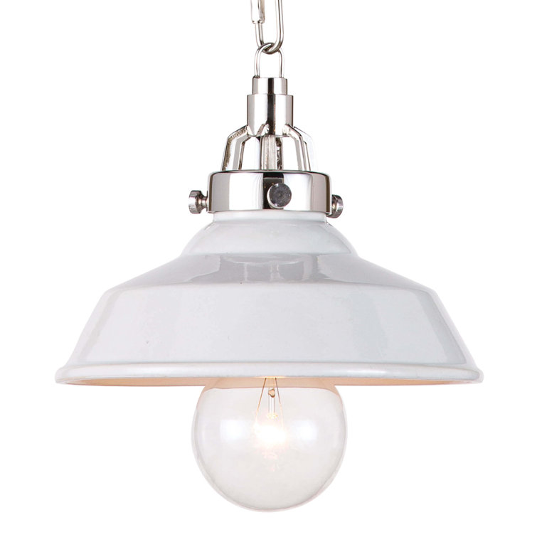White Ceramic Mini Pendant Light with Polished Nickel Hardware