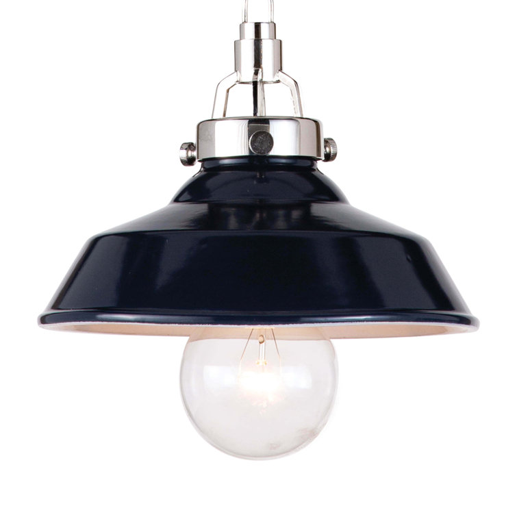 Maine Mini Polished Nickel & Navy Ceramic Pendant Light