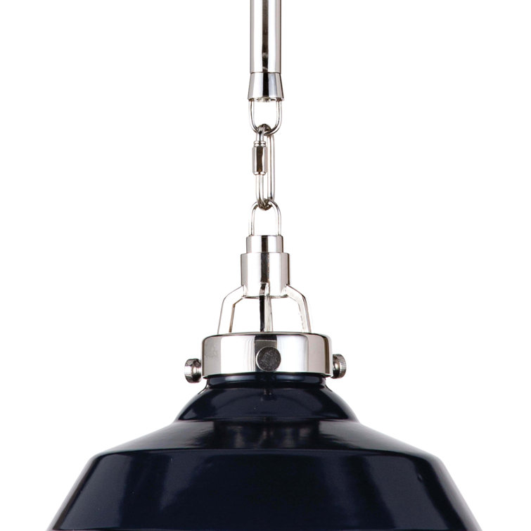 Maine Mini Polished Nickel & Navy Ceramic Pendant Light