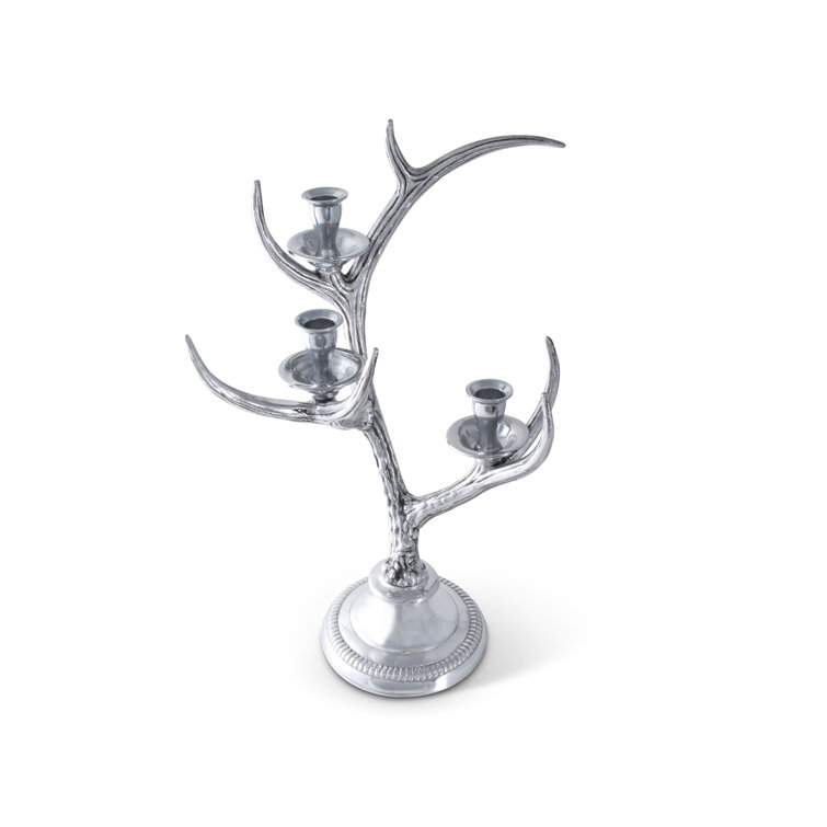 Elegant Metal Antler 3-Light Taper Candlestick Holder