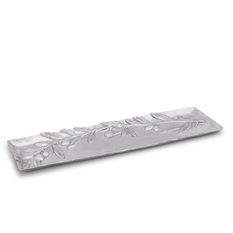Tuscan Aluminum Round Platter with Olive Branch Design