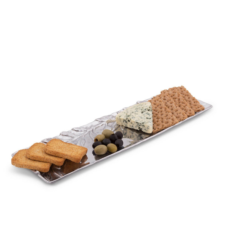 Tuscan Aluminum Round Platter with Olive Branch Design