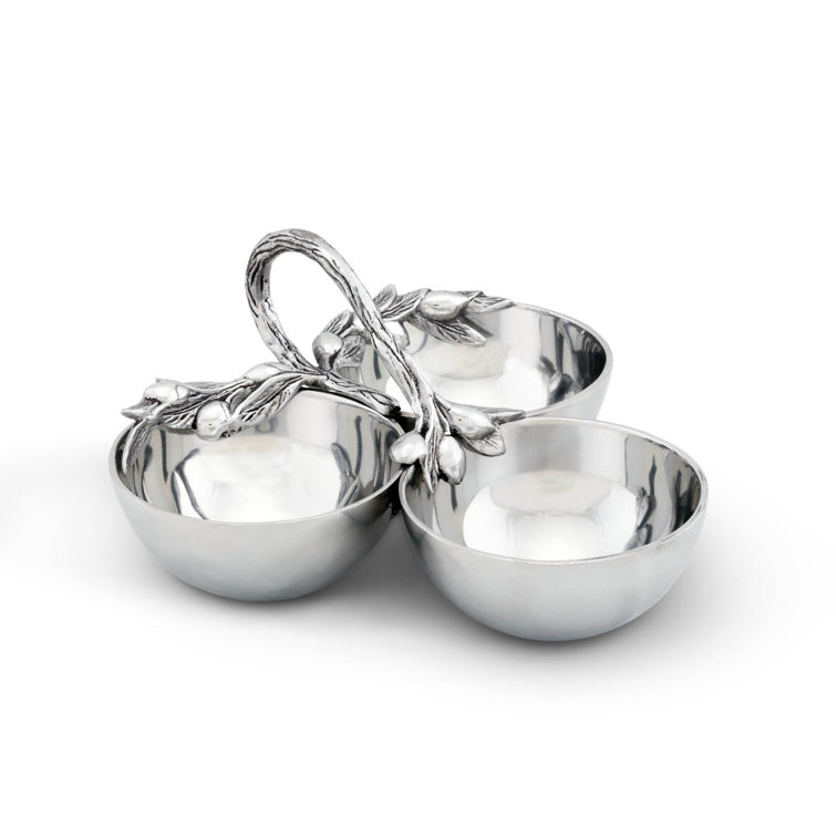 Tuscan Aluminum 3-Compartment Olive Candy Serving Bowl