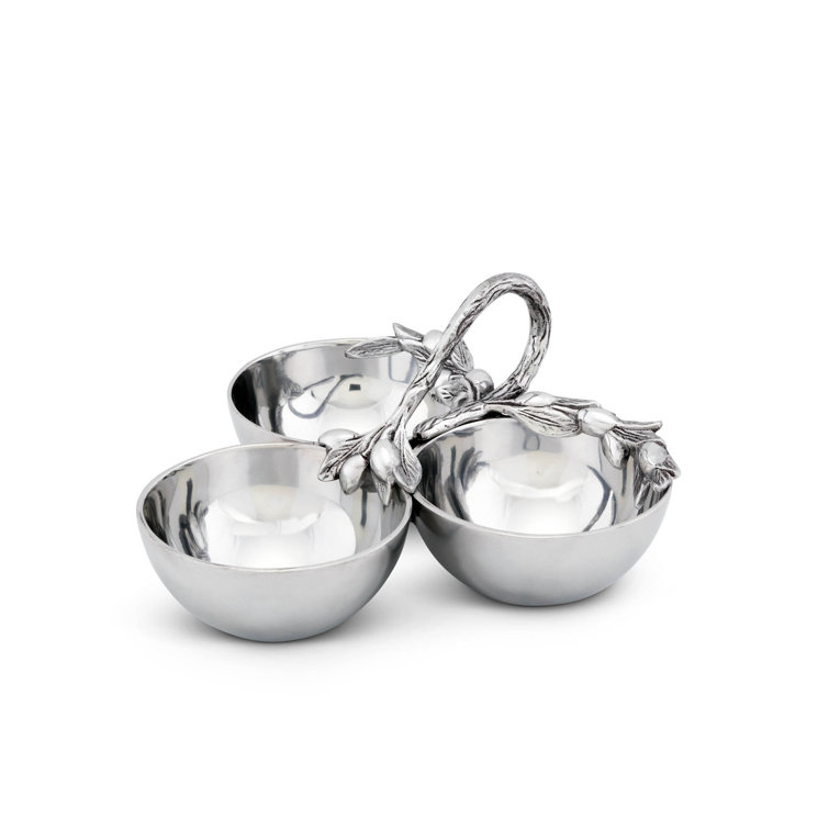 Tuscan Aluminum 3-Compartment Olive Candy Serving Bowl