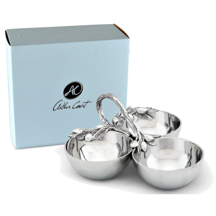 Tuscan Aluminum 3-Compartment Olive Candy Serving Bowl