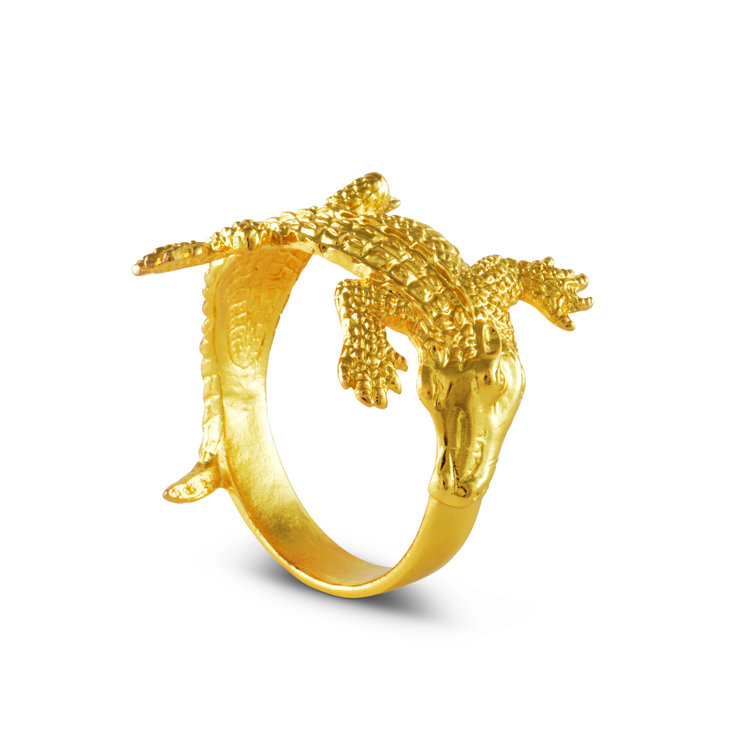 Golden Alligator Aluminum Napkin Ring Set of 4