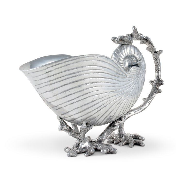 Aluminum Sea Shell Gravy Boat with Coral Handle, 10" Long