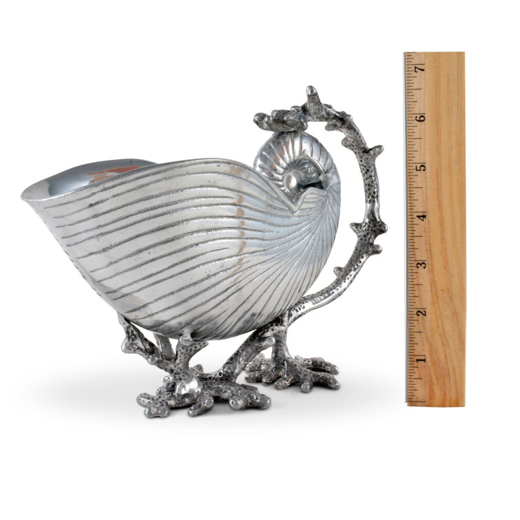 Aluminum Sea Shell Gravy Boat with Coral Handle, 10" Long