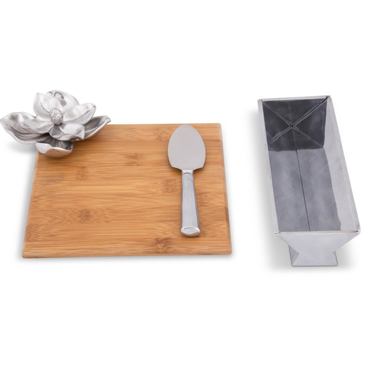 Magnolia Bamboo Cheese Board Set with Aluminum Accents