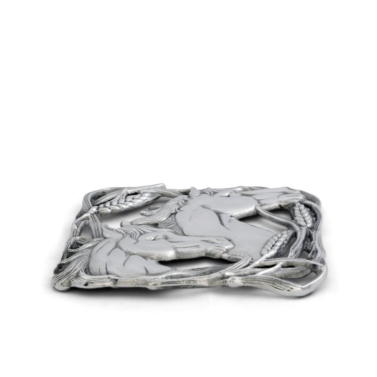 Arthur Court Aluminum Horse and Wheat Square Trivet
