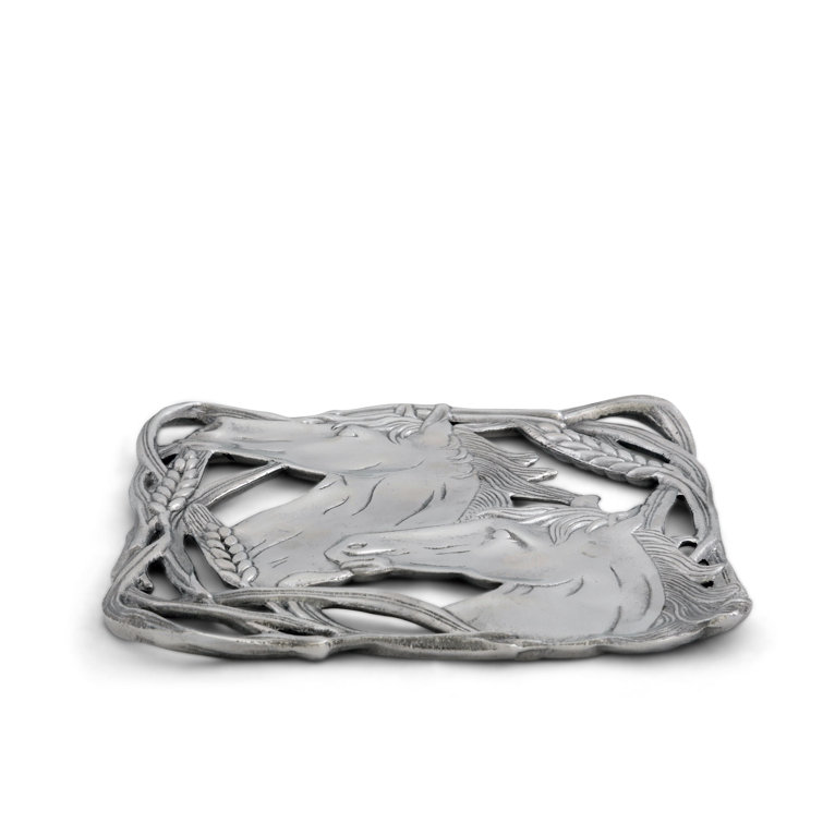 Arthur Court Aluminum Horse and Wheat Square Trivet