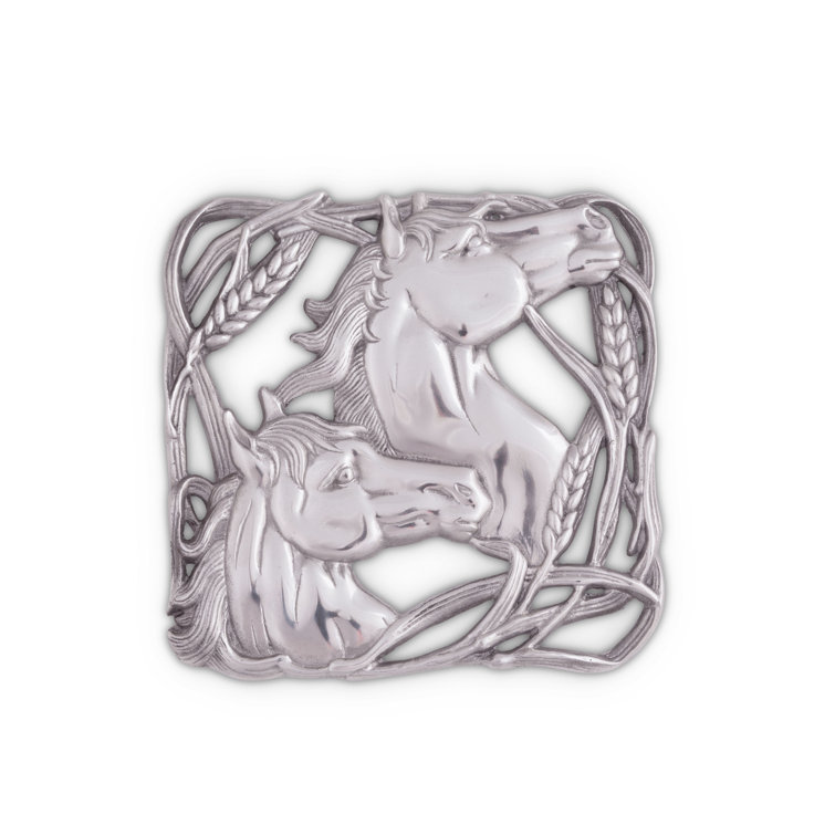 Arthur Court Aluminum Horse and Wheat Square Trivet