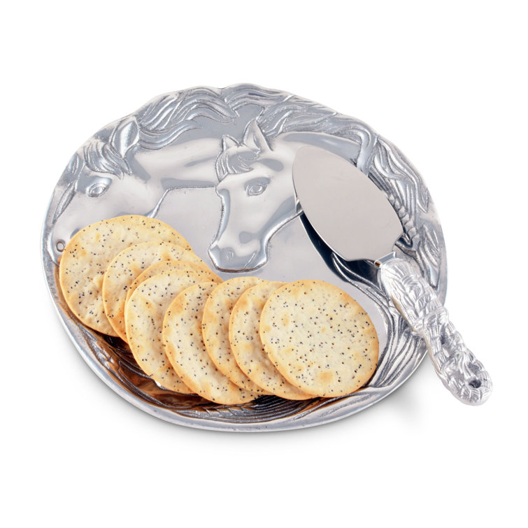 Equestrian Aluminum Horse Plate with Triangular Server