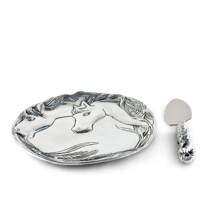 Equestrian Aluminum Horse Plate with Triangular Server