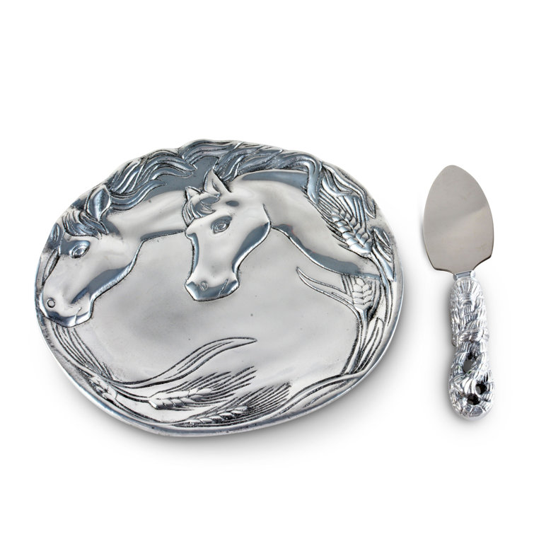 Equestrian Aluminum Horse Plate with Triangular Server