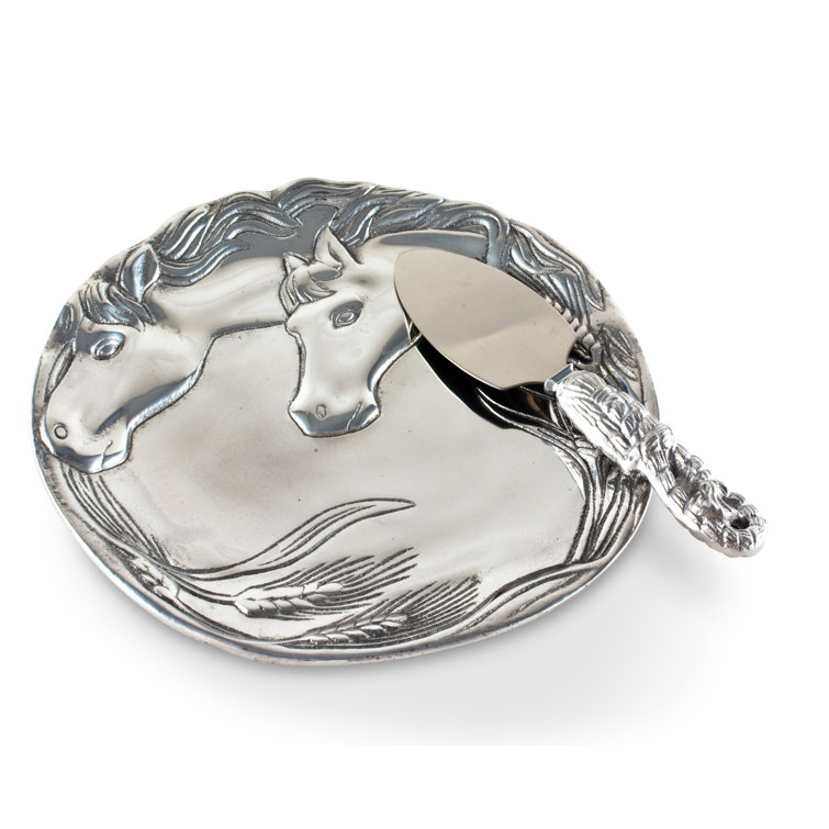 Equestrian Aluminum Horse Plate with Triangular Server