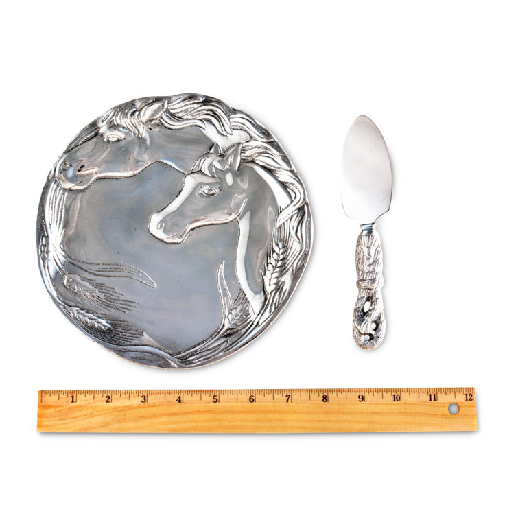 Equestrian Aluminum Horse Plate with Triangular Server